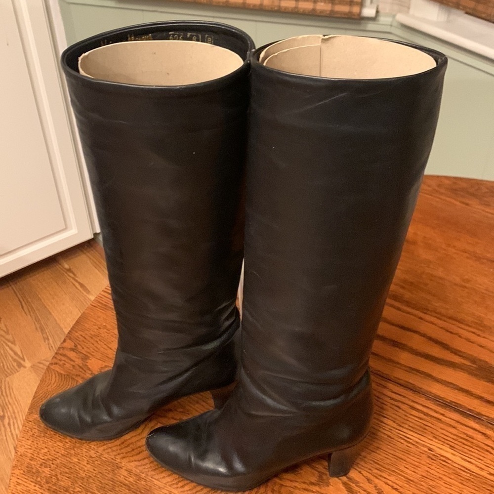 Neiman Marcus black Italian leather heeled boots